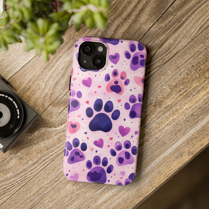 Purple Paw Print iPhone Case - Playful Pet Lover’s Protective Cover