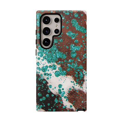 Teal Glitter Cowhide - Samsung Galaxy Series Case