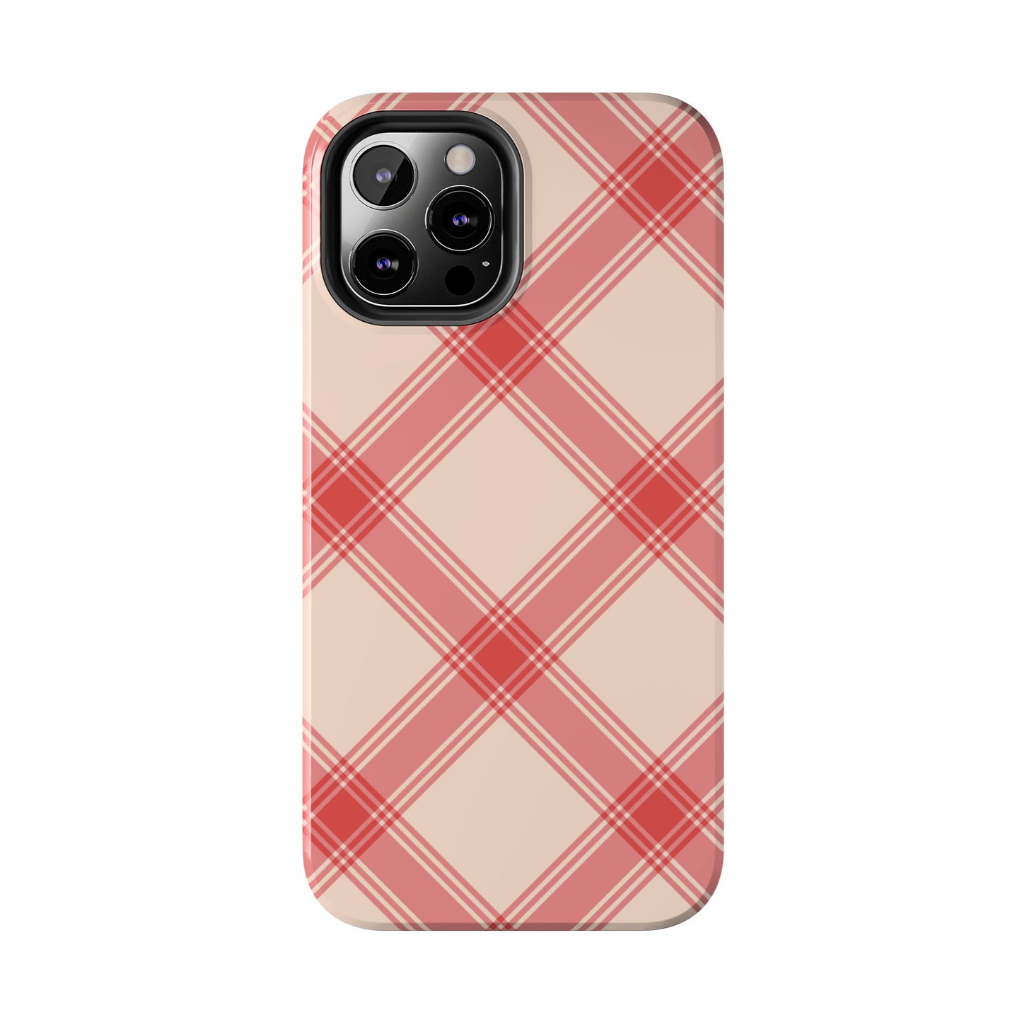 Soft Peachy Red Plaid iPhone Case