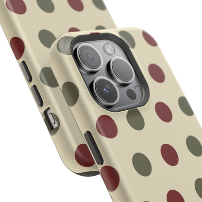 Red & Green Polka Dots on Cream – MagSafe iPhone Case