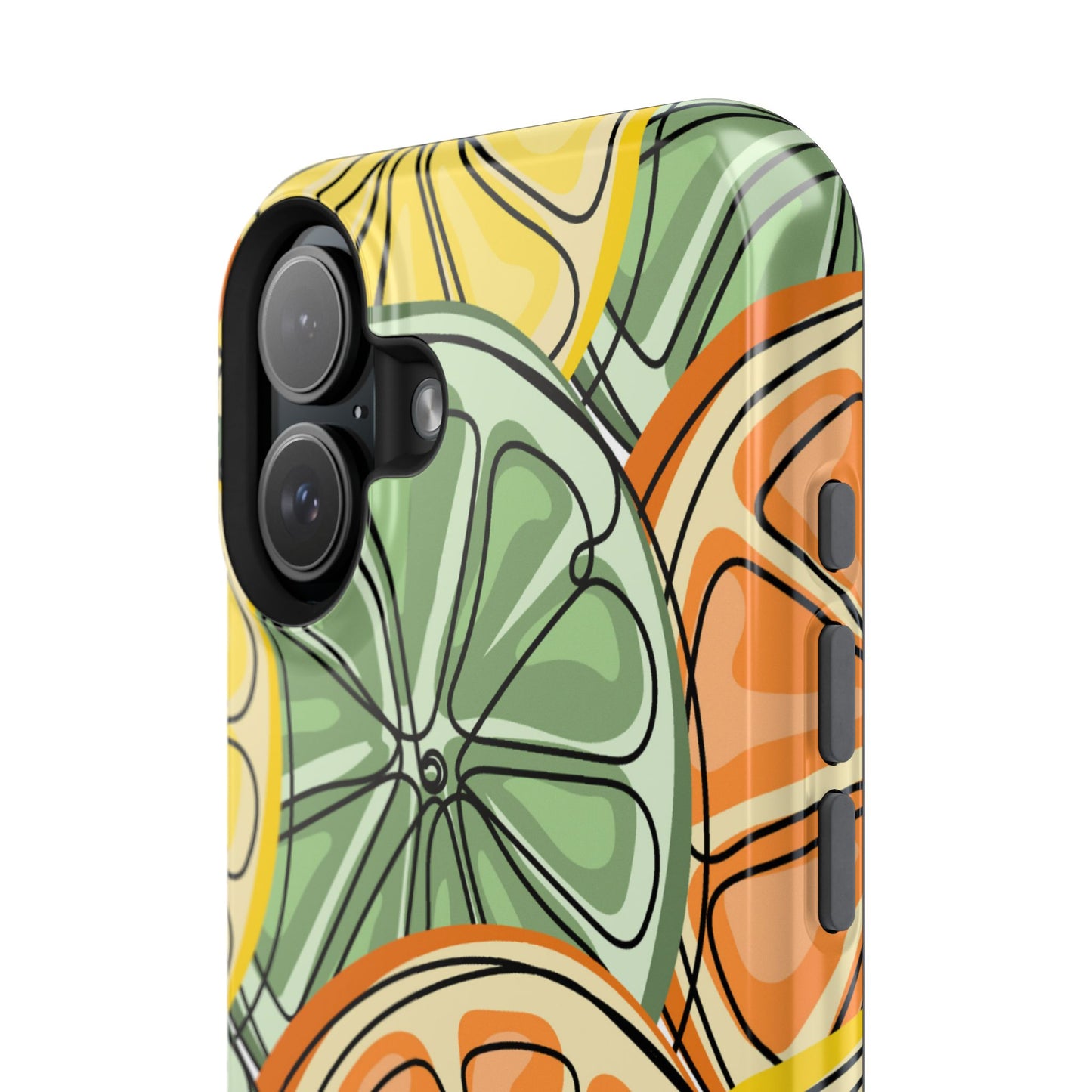 Citrus Zest Tough MagSafe iPhone Case – Bold Lime, Lemon, and Orange Design, Shockproof Protection