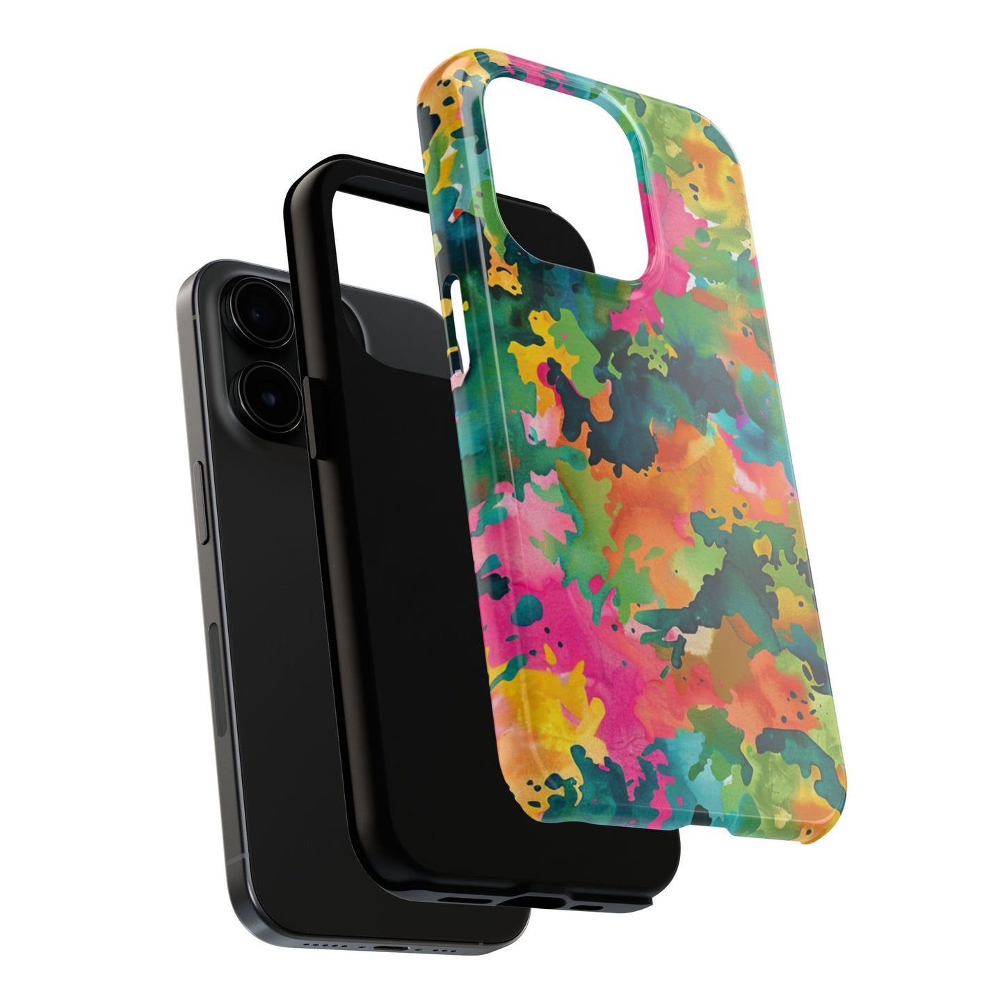 Vibrant Watercolor Splash iPhone Case – Bold Multicolor Artistic Design