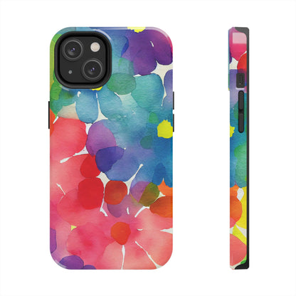 Rainbow Bloom Watercolor iPhone Case – Slim Design, Glossy Finish