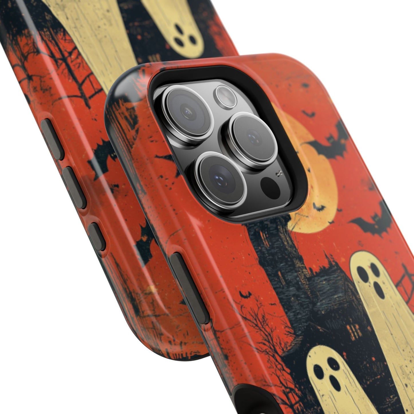 Haunted House & Ghosts MagSafe iPhone Case – Spooky Halloween Full Moon Design