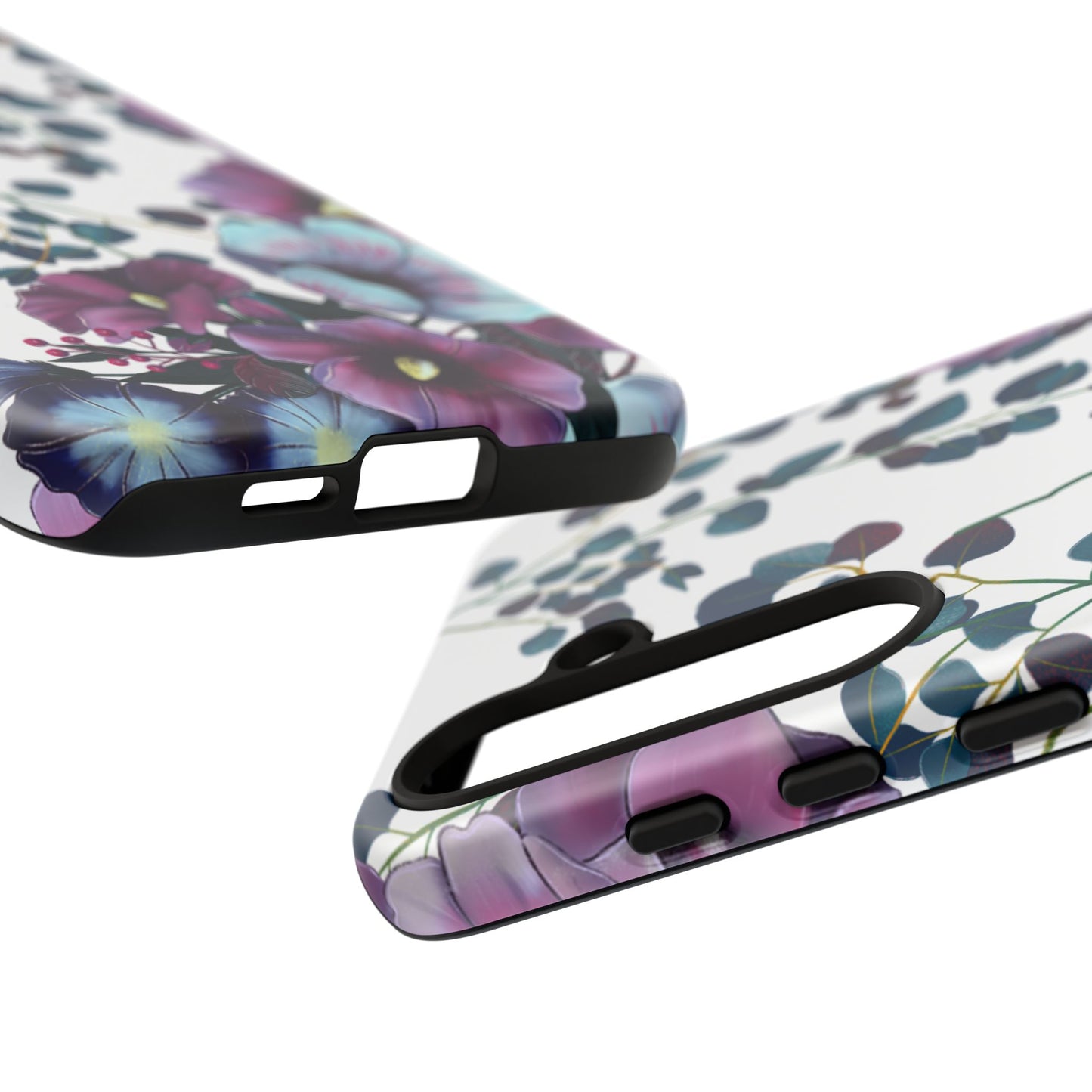 Moody Purple & Teal Floral Samsung Galaxy Series Case – Elegant Botanical Design