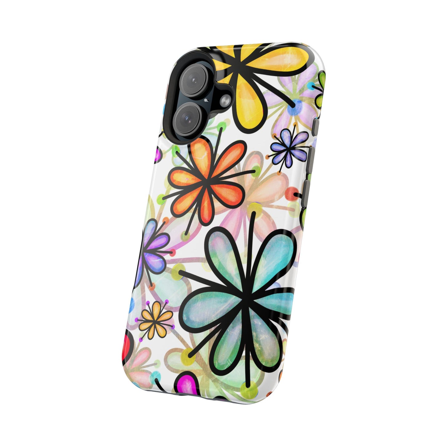 Retro Floral Pop MagSafe iPhone Case – Ultra-Slim Design, High-Gloss Finish