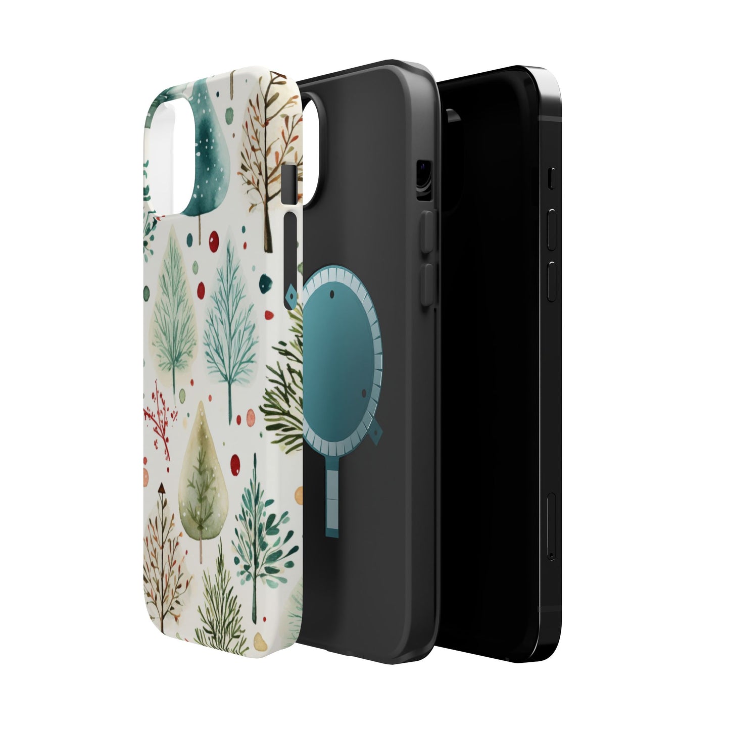 Watercolor Winter Trees MagSafe iPhone Case – Nature-Inspired, Holiday Theme Protective Cover