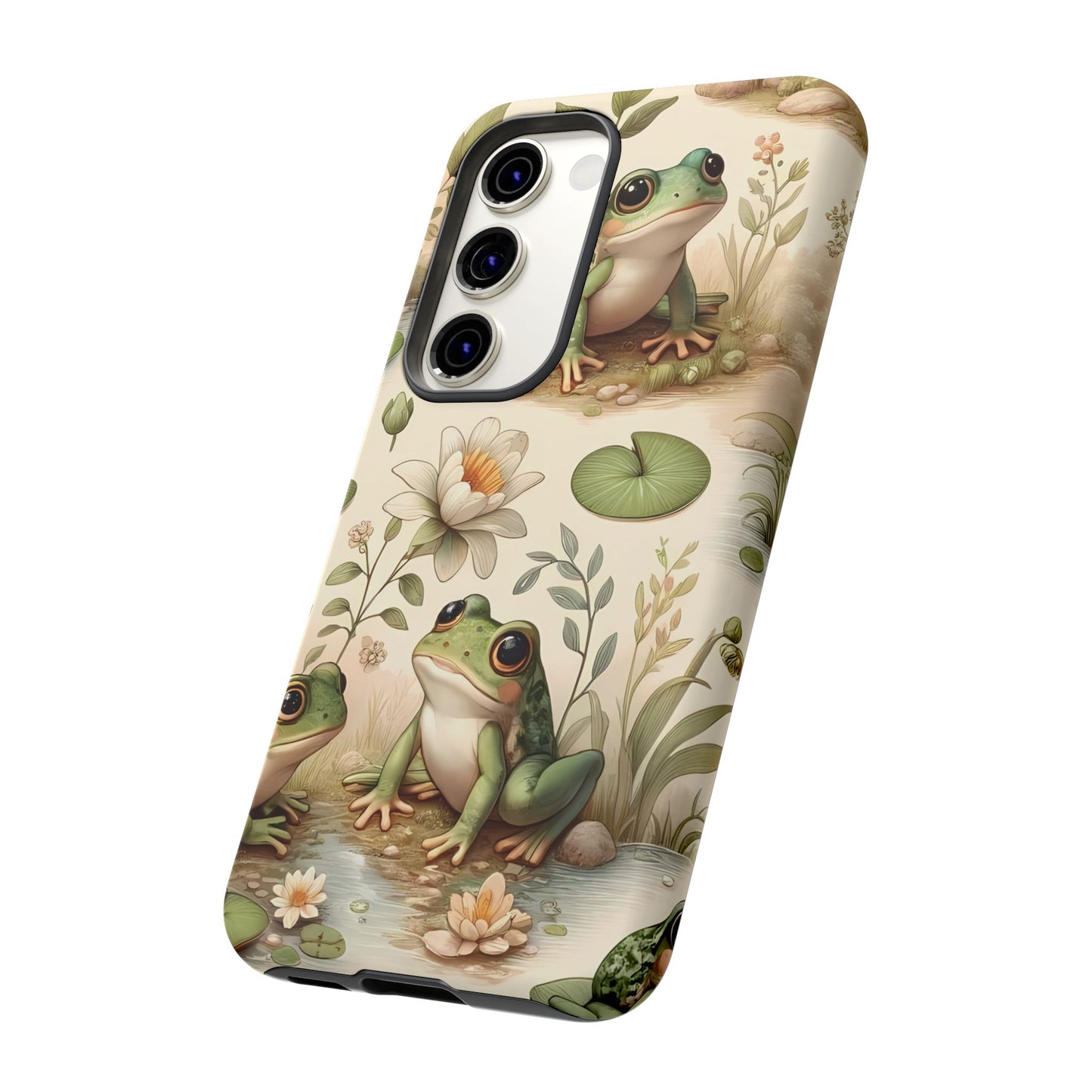 Cute Frogs Phone Case - Pond Pals Frolic - Charming Frog Lily Pad Phone Case for iPhone, Google & Samsung! Great Gift For Any Frog Lover!