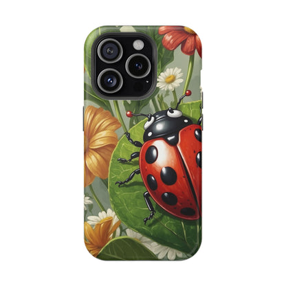 Ladybug Garden MagSafe iPhone Case – Whimsical Floral Design