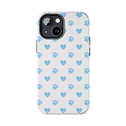 Blue Paw Prints & Hearts – Adorable and Durable iPhone Case for Pet Lovers