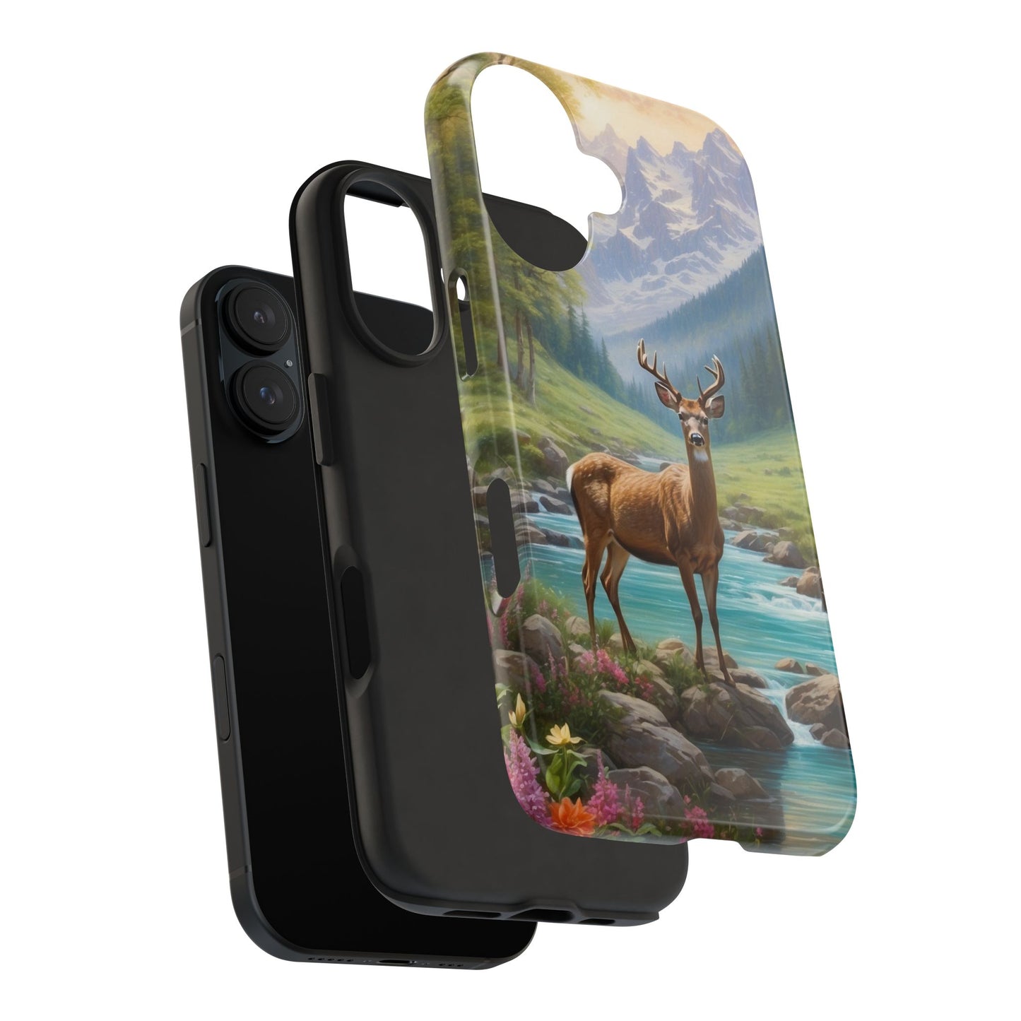 Alpine Serenity – Stag in Mountain Bliss iPhone Cases