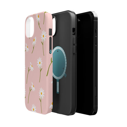 Daisy Delight Tough MagSafe iPhone Case – Cute Floral Design with Dual-Layer Protection