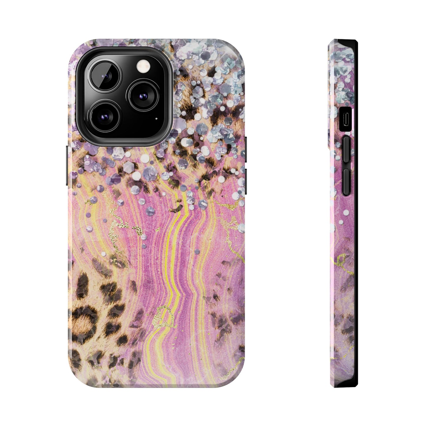 Crystal Glam Leopard - iPhone Series Case with Glitter and Gem Accents