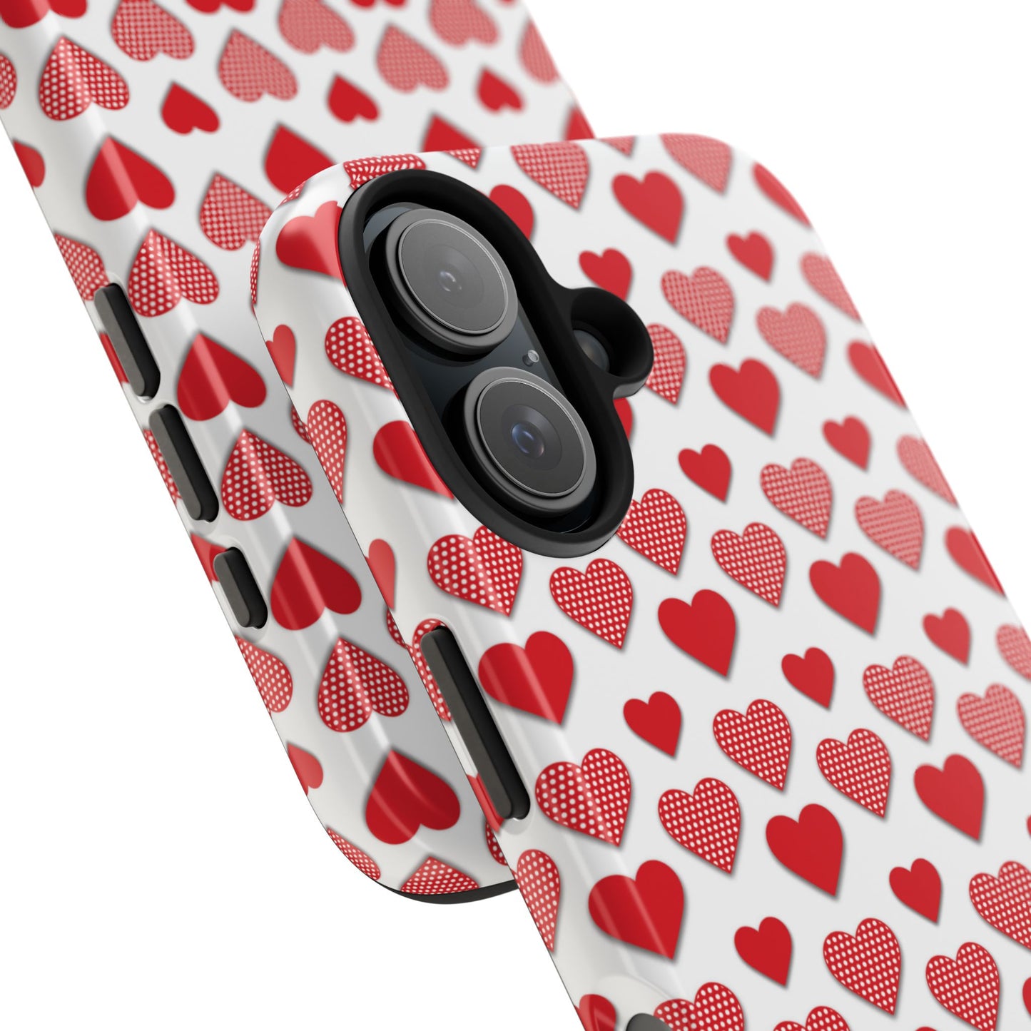 Red & Polka Dot Hearts iPhone Case