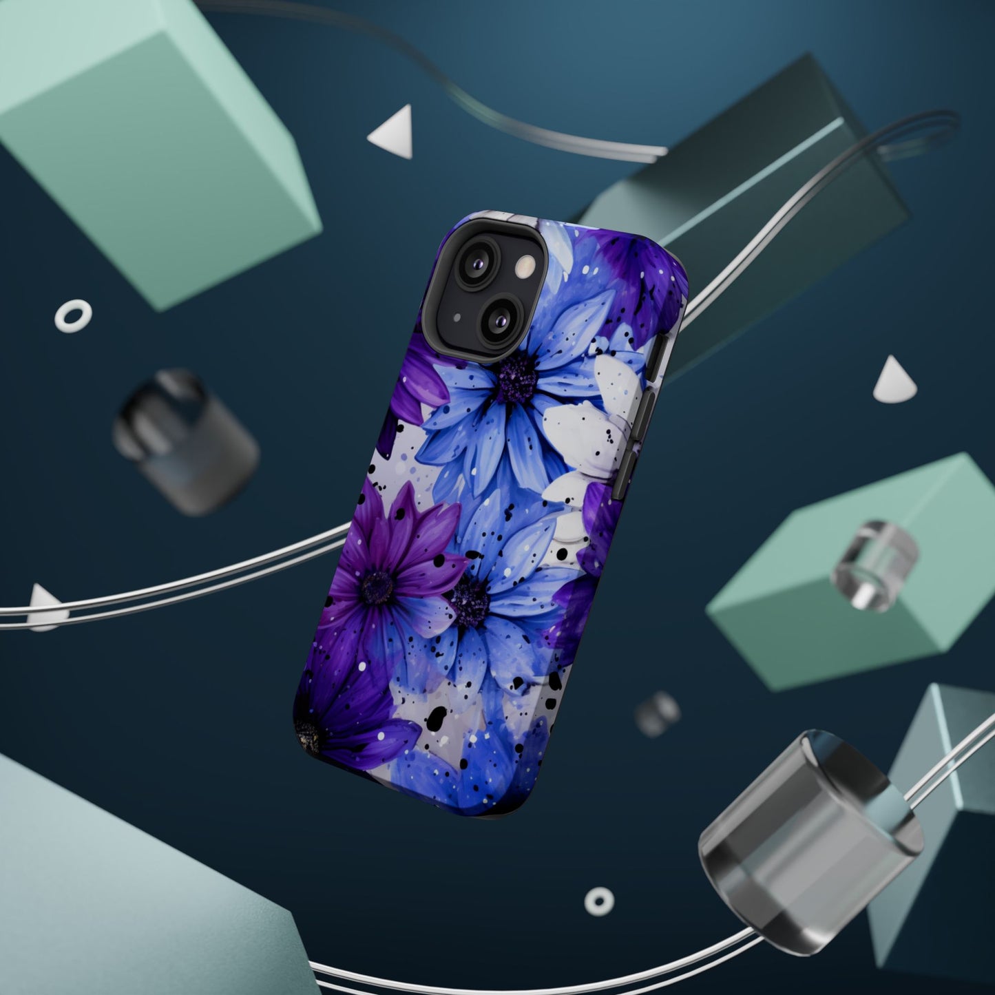 Vibrant Purple & Blue Floral Splash - MagSafe iPhone Series Case