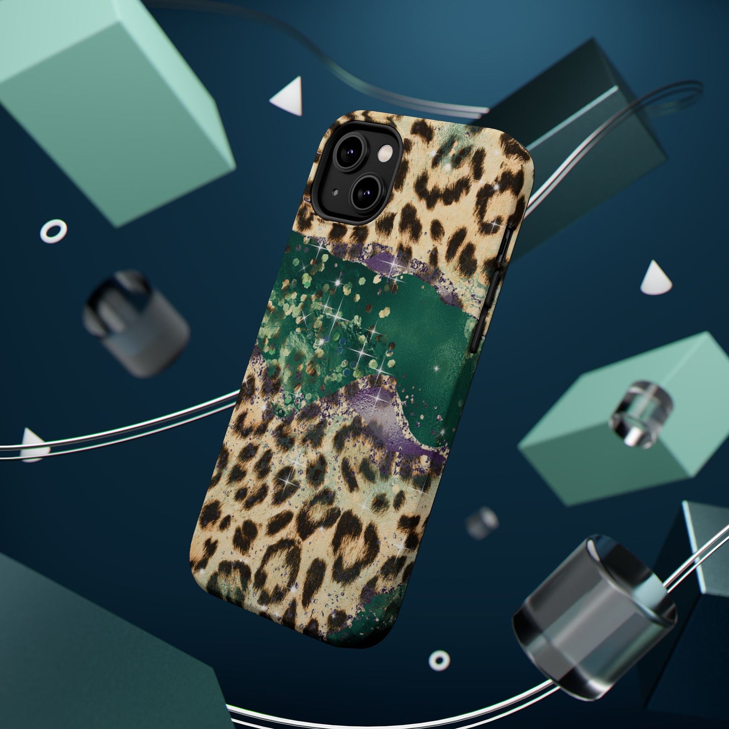 Emerald Glitter Leopard Print - MagSafe iPhone Series Case