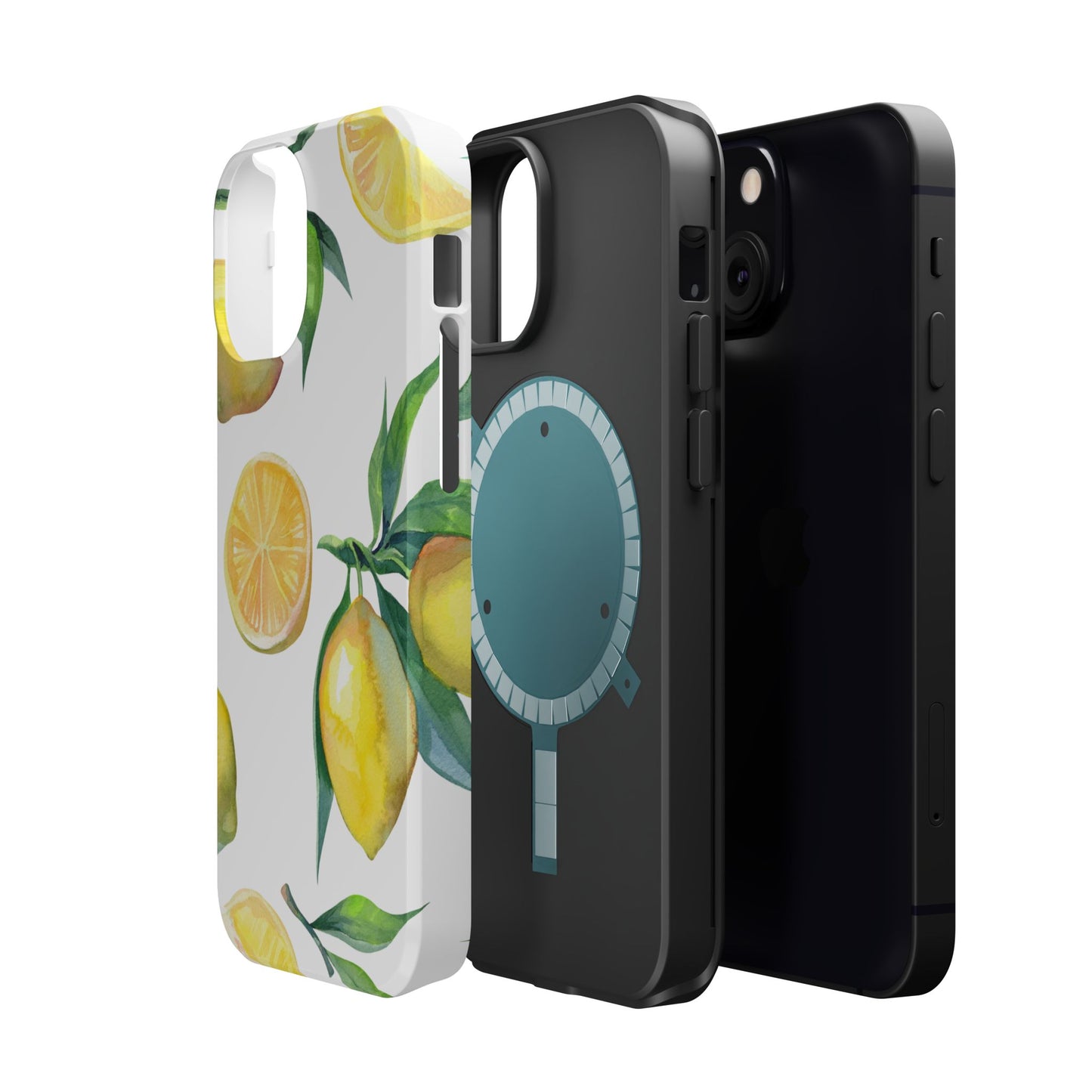 Lemon Grove Watercolor Tough MagSafe iPhone Case – Fresh Citrus Design, Dual-Layer Protection