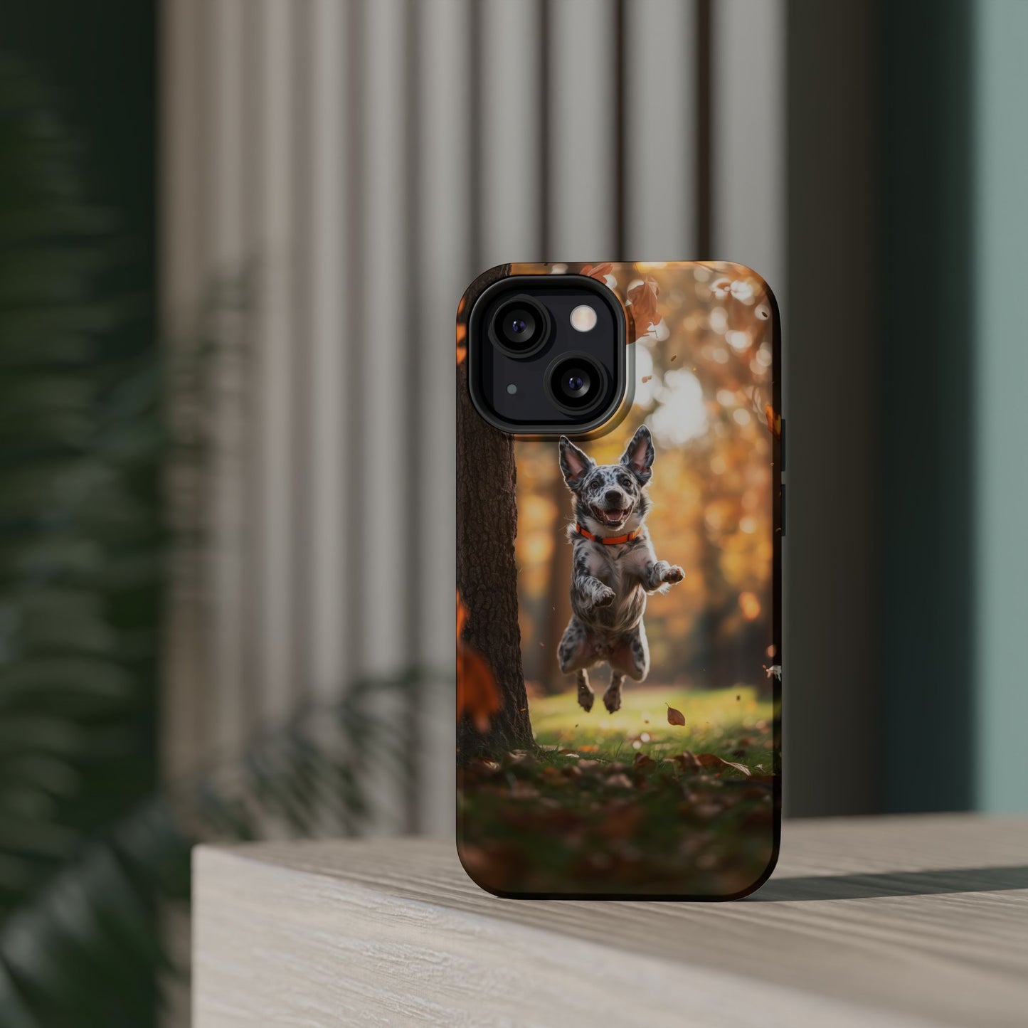 Energetic Blue Heeler Forest Pup MagSafe iPhone Case – Durable Outdoor-Inspired Design