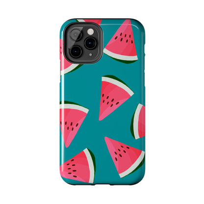 Watermelon Bliss iPhone Case – Vibrant Summer Fruit Design on Teal Background