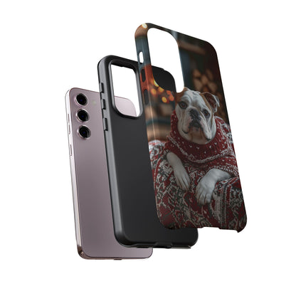 Cozy Bulldog in Sweater Samsung Galaxy Case – Festive Fireplace Protective Cove