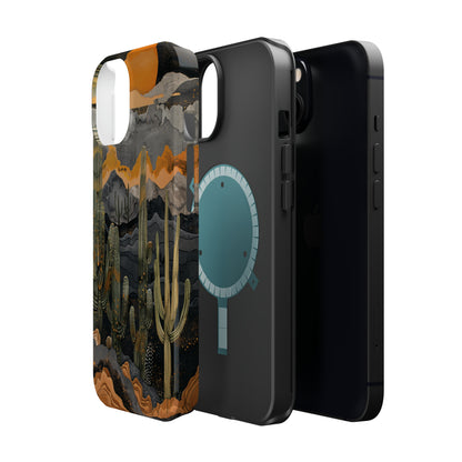 Desert Dusk MagSafe iPhone Case - Cacti Silhouettes & Sundown Hues for iPhone 15, 14, and 13 Series