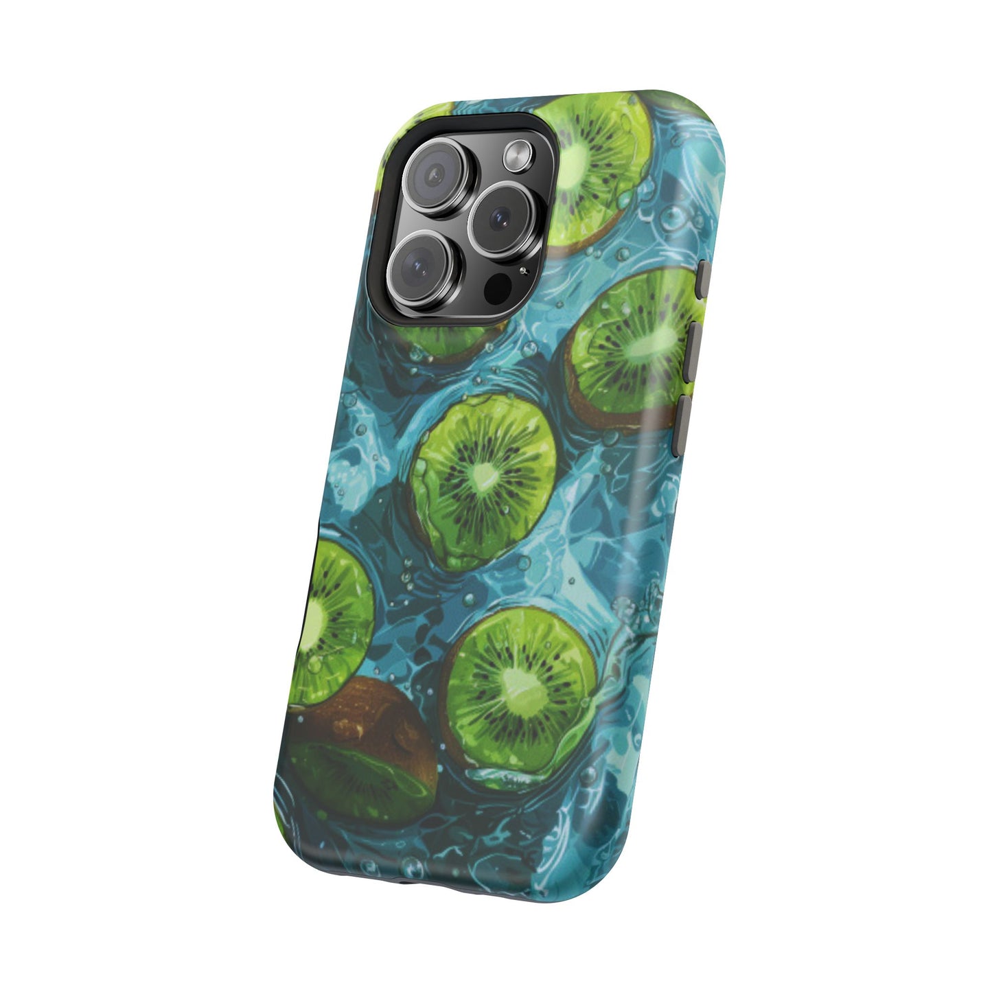 Tropical Kiwi Splash MagSafe iPhone Case – Tough Dual-Layer, Vibrant Summer Design