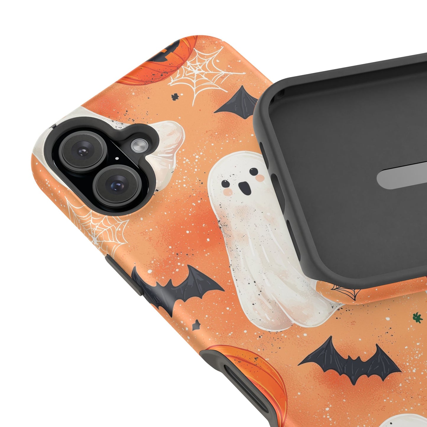 Spooky Cute Ghost MagSafe iPhone Case – Halloween Ghosts, Pumpkins, Bats & Cobwebs Design