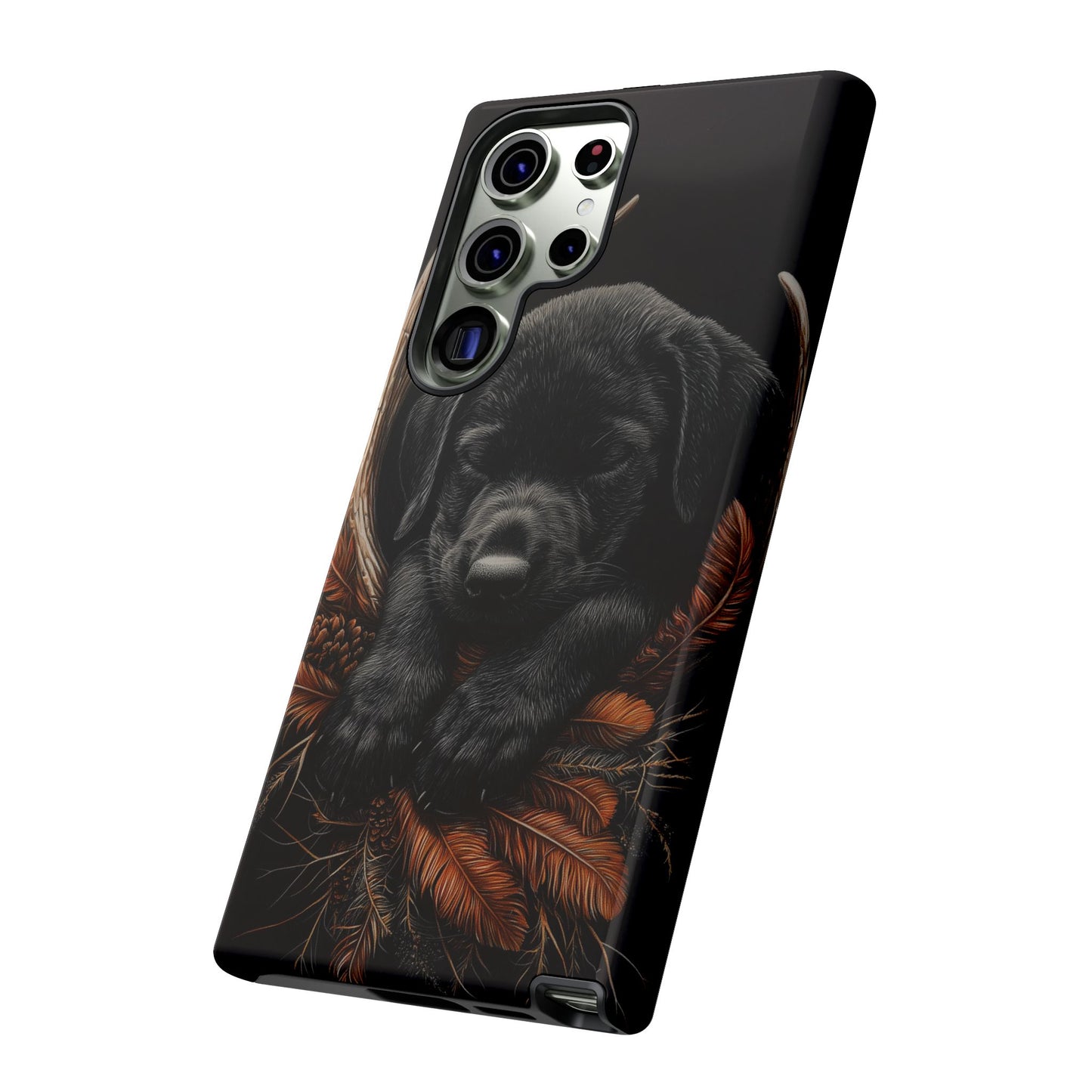 Charming Black Labrador Puppy on Feathers Samsung Galaxy Case