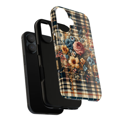 Vintage Floral Checkered Phone Case