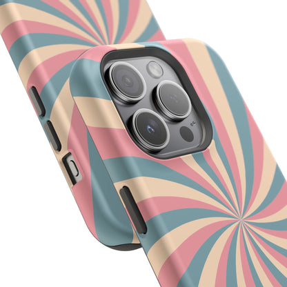 Vintage Pastel Swirl MagSafe iPhone Case – Dual-Layer Protection with 70s-Inspired Design