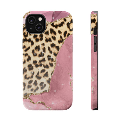 Pink Glam Leopard - MagSafe iPhone Series Case with Glitter Accents