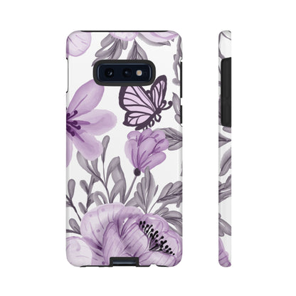 Lavender Bloom Butterfly Samsung Galaxy Case – Delicate Floral Design with Watercolor Details