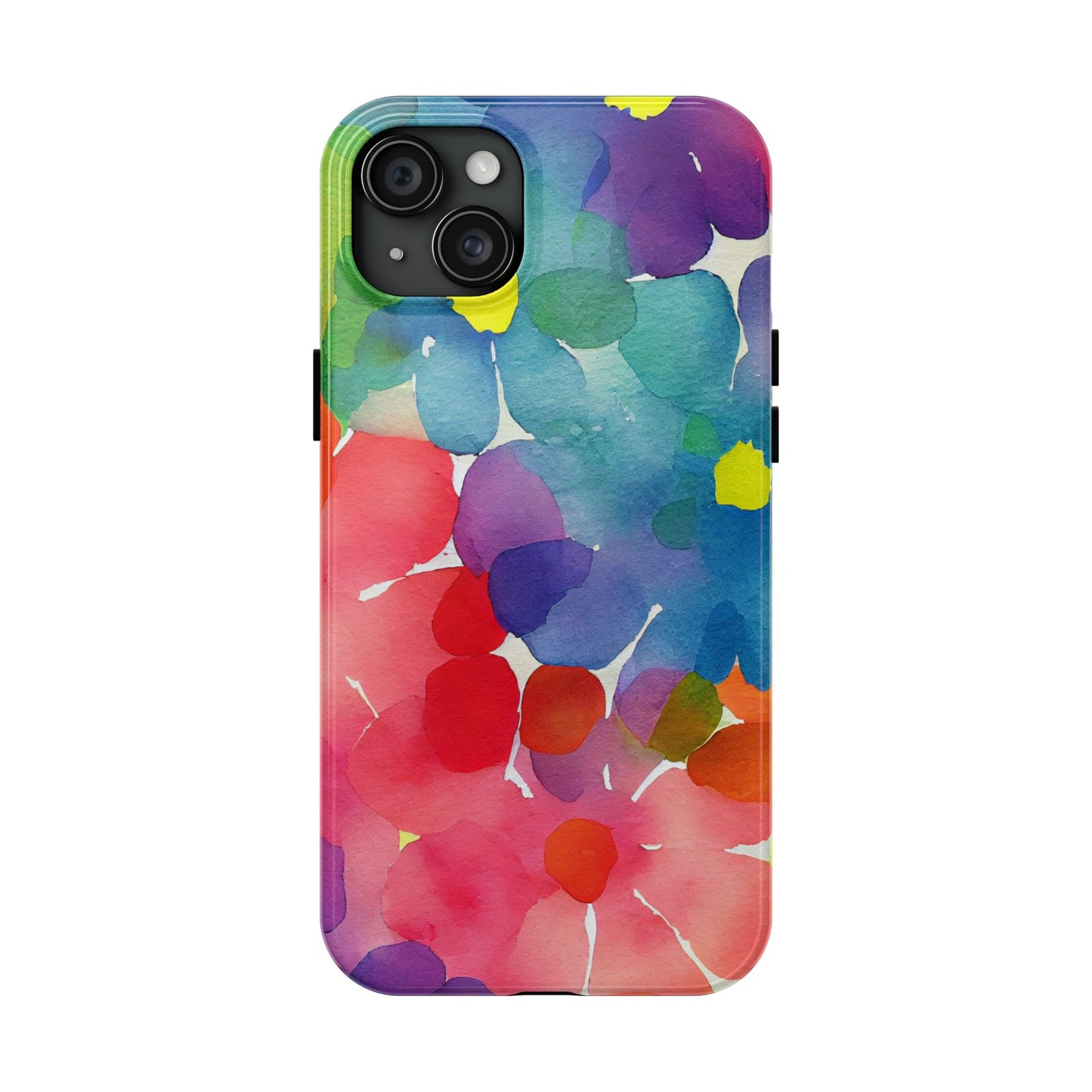 Rainbow Bloom Watercolor iPhone Case – Slim Design, Glossy Finish