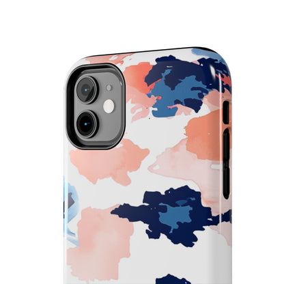 Abstract Coral & Navy Watercolor Design – iPhone Case