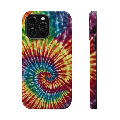 Vibrant Spiral Tie-Dye MagSafe Case – Retro Rainbow Design