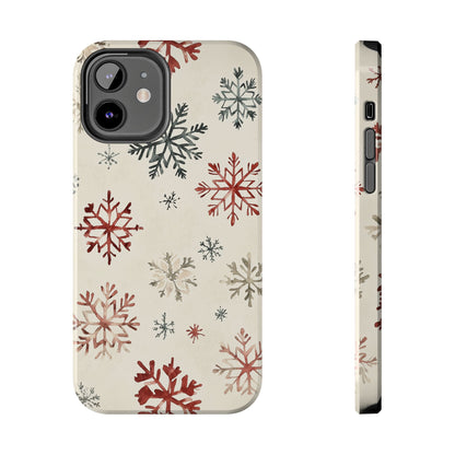 Vintage Red and Gray Snowflake Pattern – iPhone Series Case