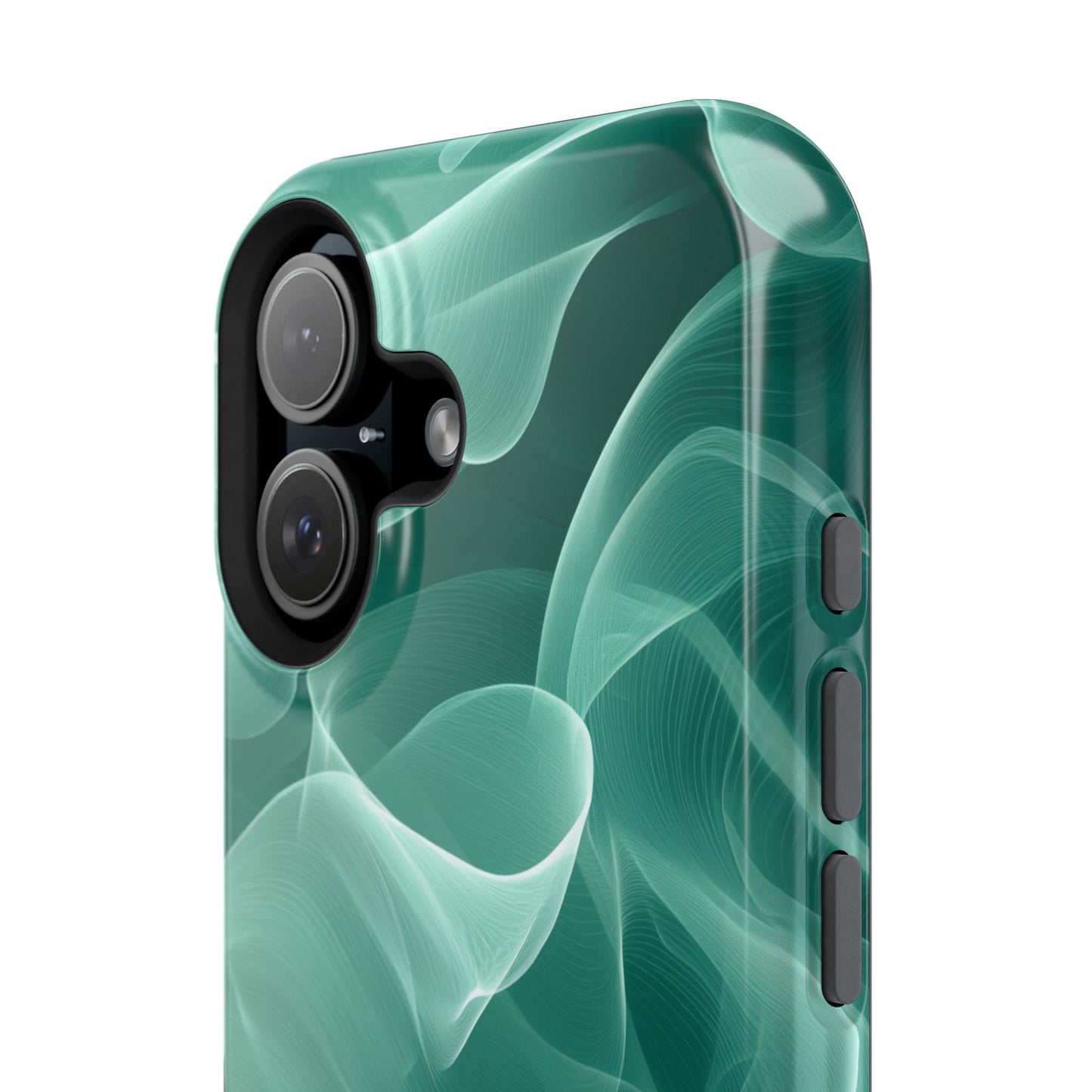 Emerald Flow MagSafe iPhone Case – Translucent Green Fabric-Inspired Design