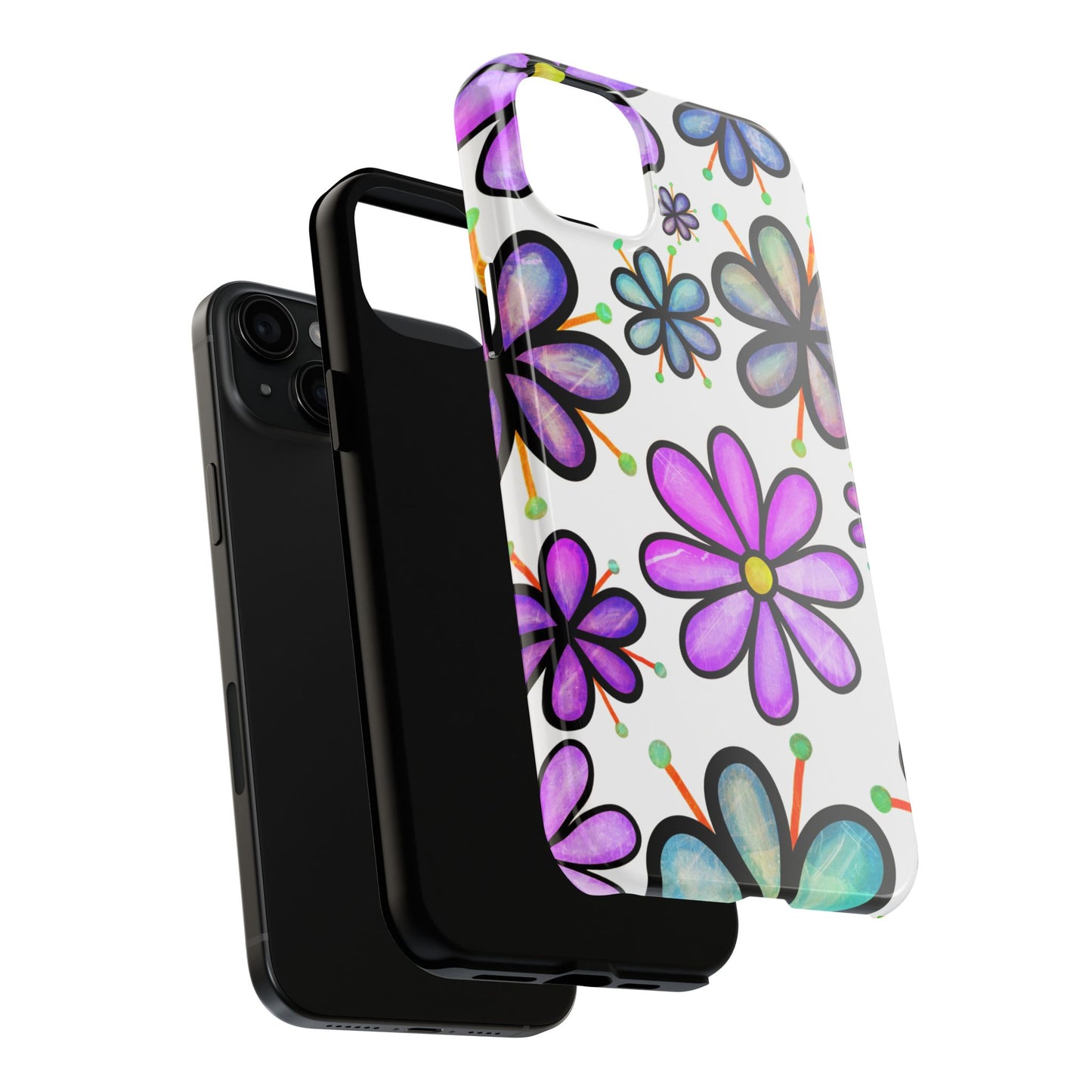 Whimsical Lavender Floral iPhone Case – Ultra-Slim, High-Gloss Finish