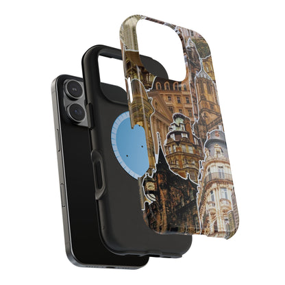 Vintage Architectural Collage MagSafe iPhone Case – Tough Dual-Layer Protection with Matte Finish