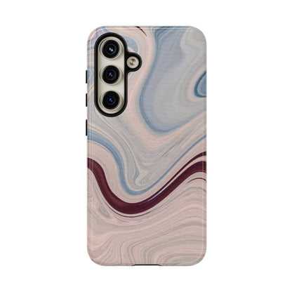 Marble Swirl Elegance – Samsung Galaxy Case in Blue & Blush Abstract Design