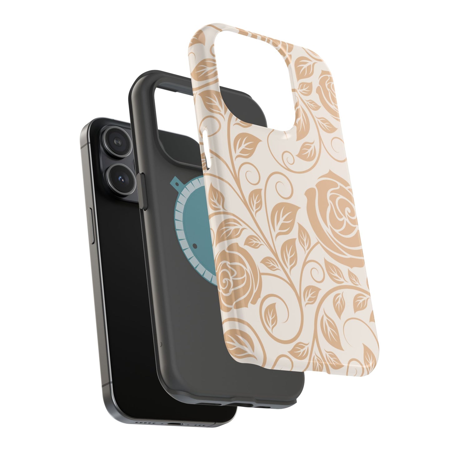 Vintage Rose Vine Tough MagSafe iPhone Case – Elegant Floral Pattern with Dual-Layer Protection