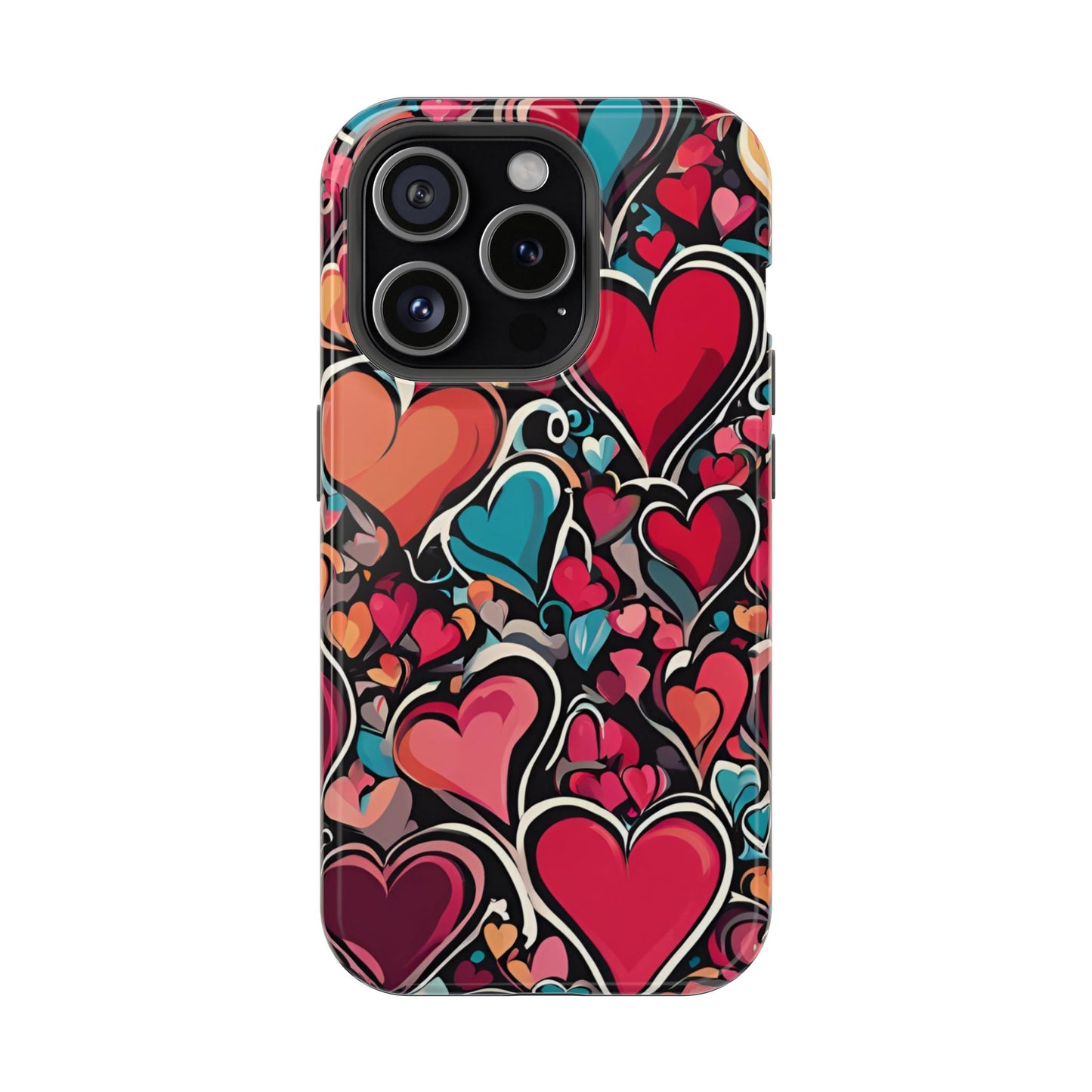 Vibrant Multicolor Heart Art – MagSafe-Compatible iPhone Case