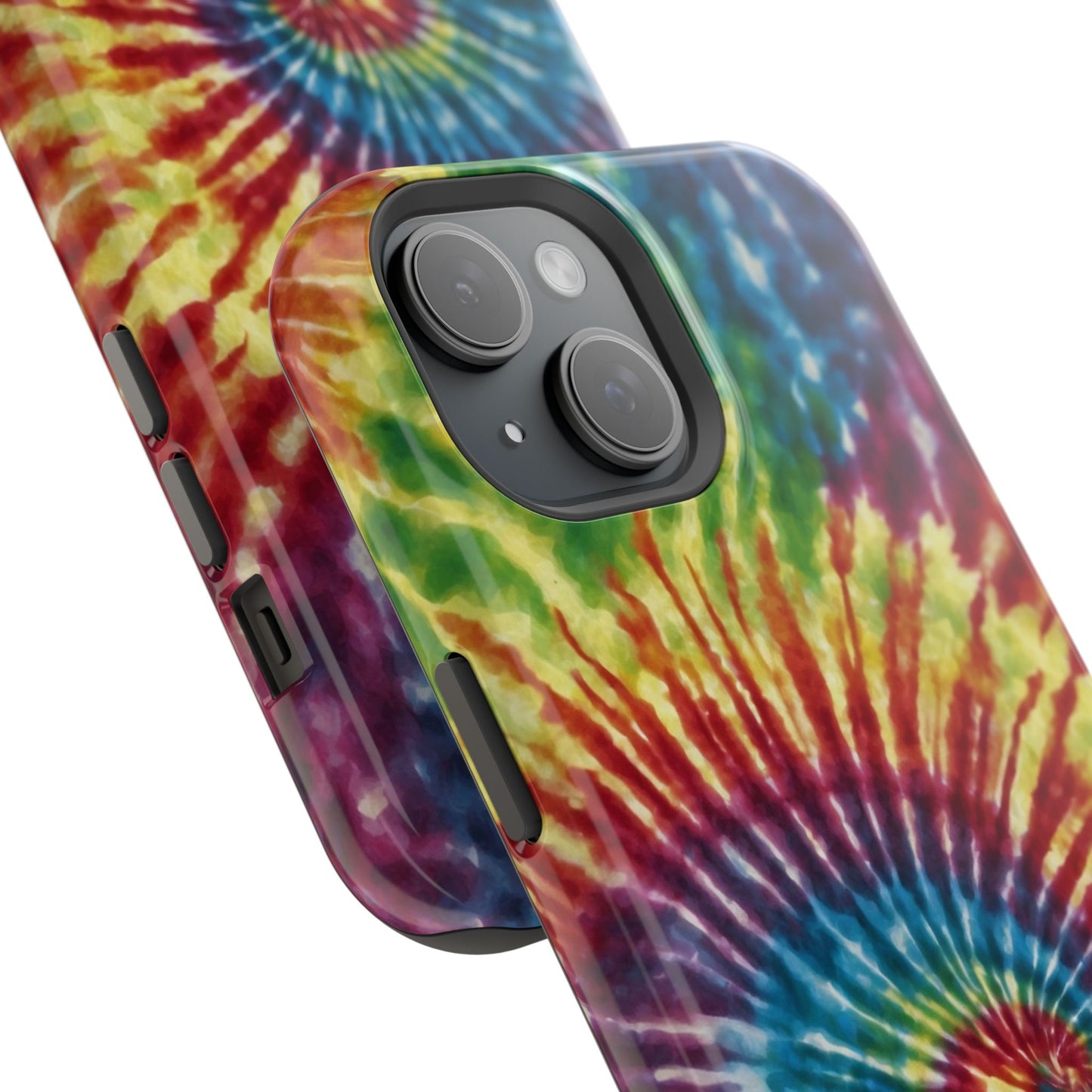 Vibrant Spiral Tie-Dye MagSafe Case – Retro Rainbow Design