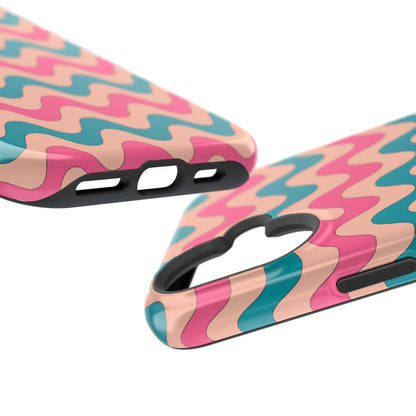 Retro Waves Pattern MagSafe iPhone Case – Shockproof Design with Dual-Layer Protection