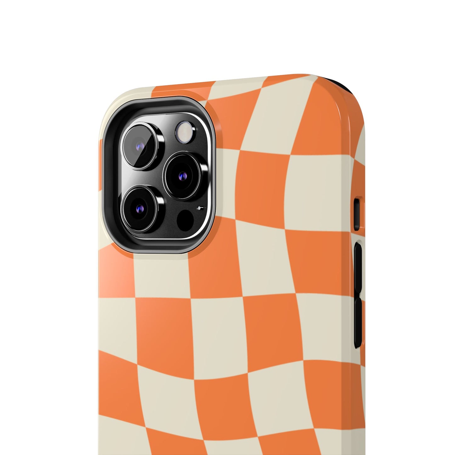 Wavy Retro Checkerboard iPhone Case – Shockproof, Matte Finish, Dual-Layer Protection