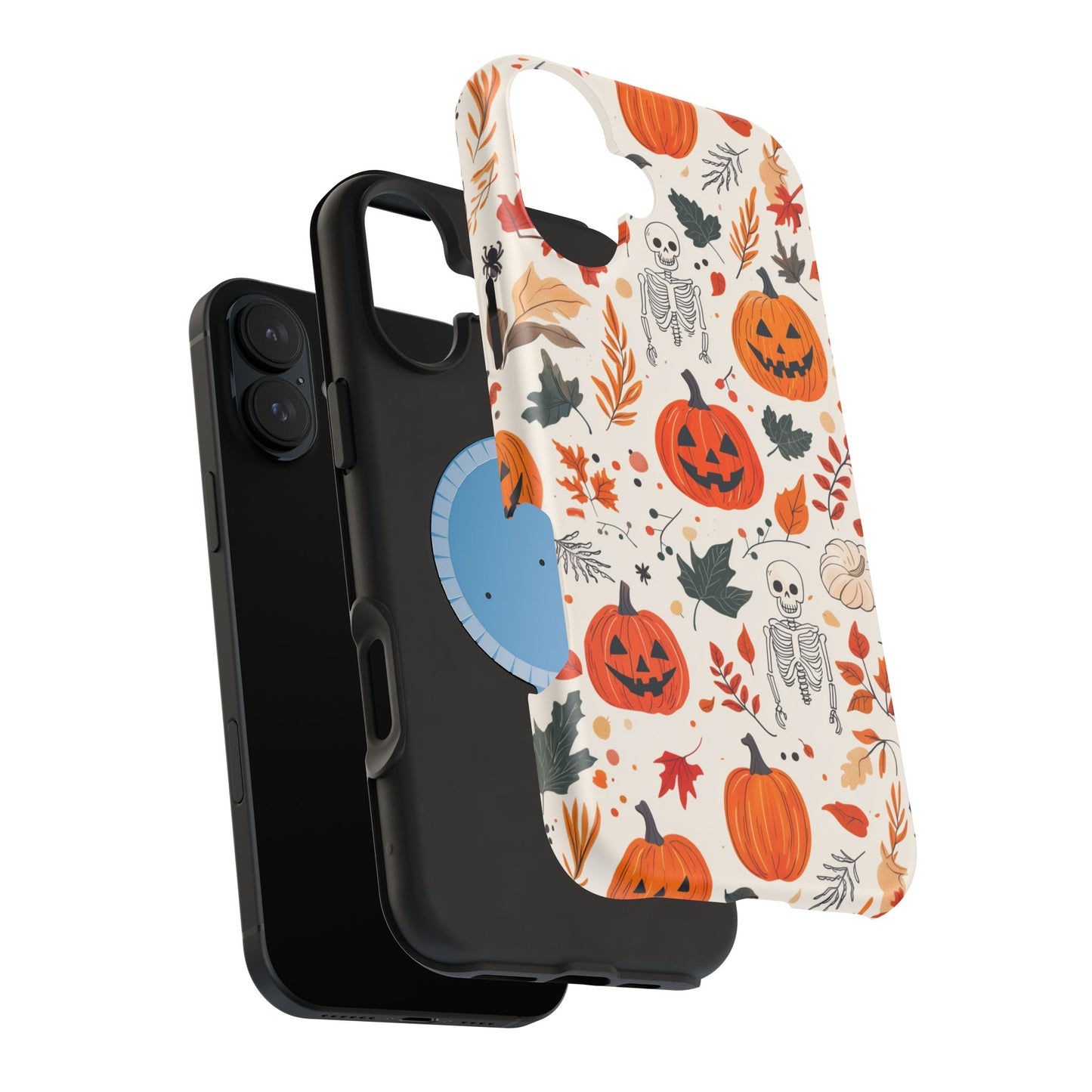 Halloween Pumpkin & Skeleton MagSafe iPhone Case – Spooky Autumn Design