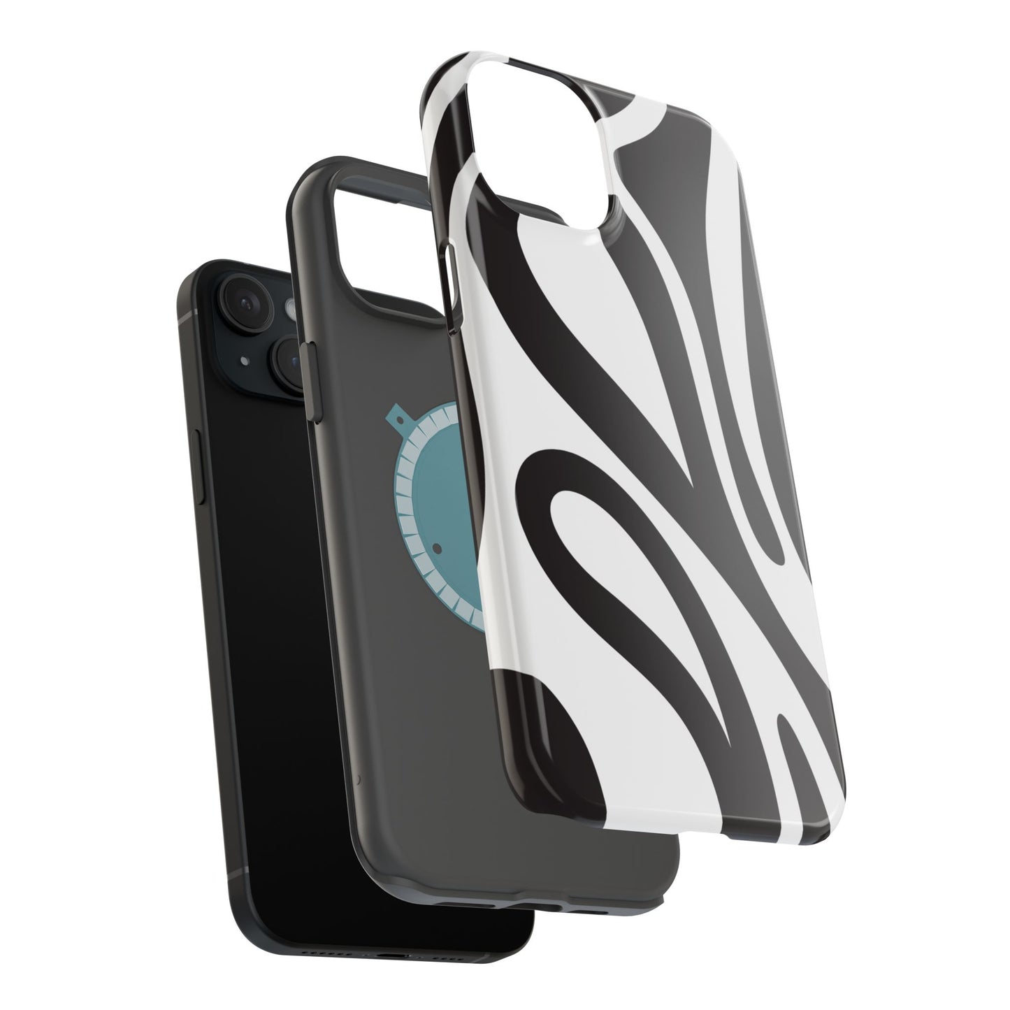 Modern Black and White Abstract Tough MagSafe iPhone Case – Bold Graphic Pattern with Dual-Layer Protection