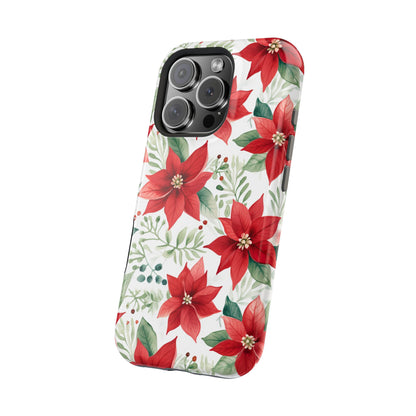 Festive Poinsettia Holiday Pattern – MagSafe iPhone Series Case