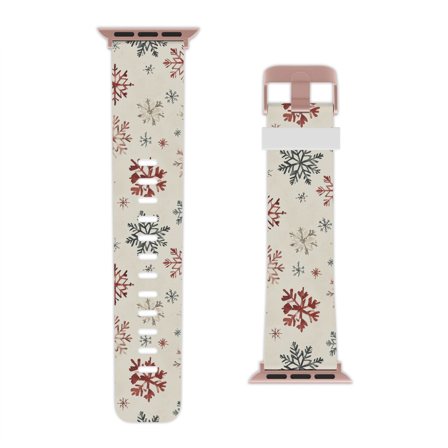 Vintage Red and Gray Snowflake Pattern Apple Watch Band