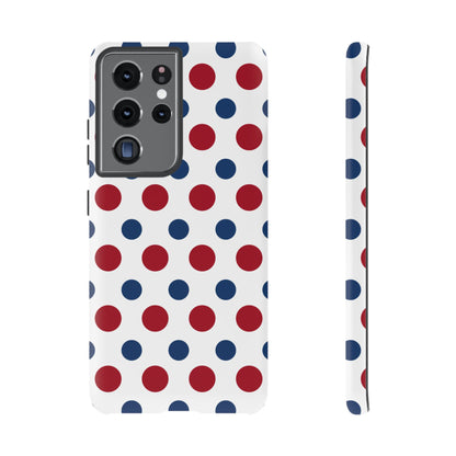 Patriotic Navy, White, and Red Polka Dot Samsung Galaxy Case